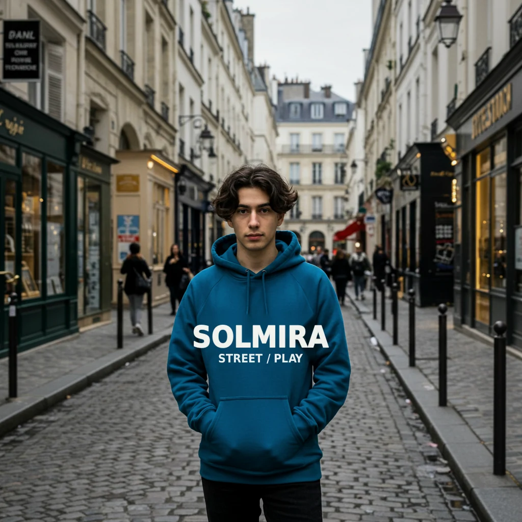 Osoba w bluzie Solmira na paryskiej ulicy