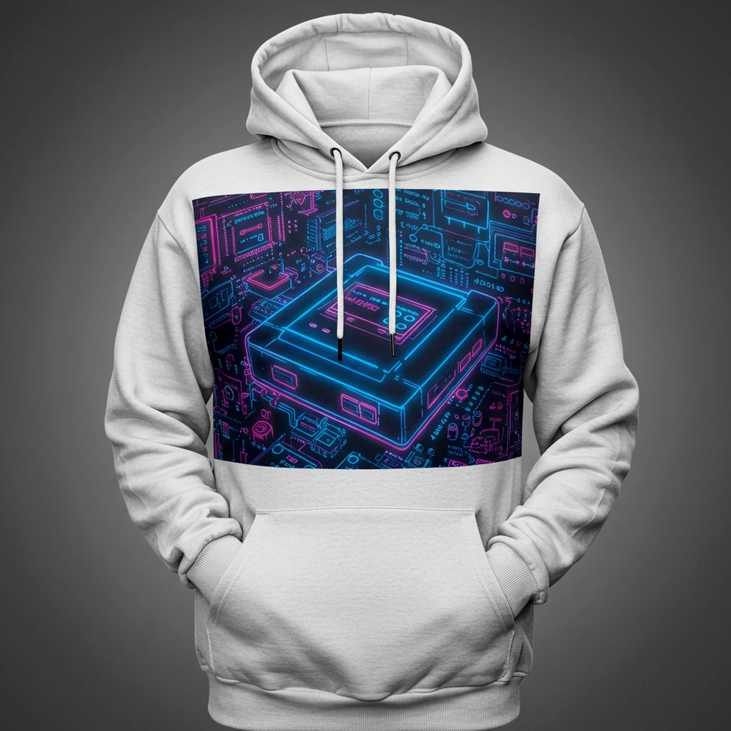 Jasna bluza z kolorowym geometrycznym nadrukiem retro gaming